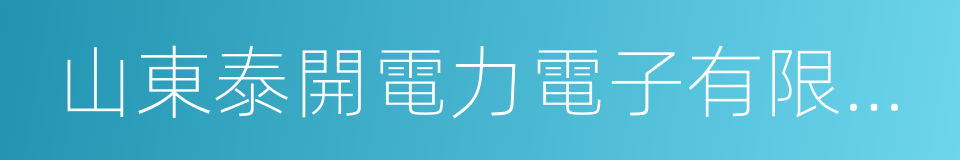 山東泰開電力電子有限公司的同義詞