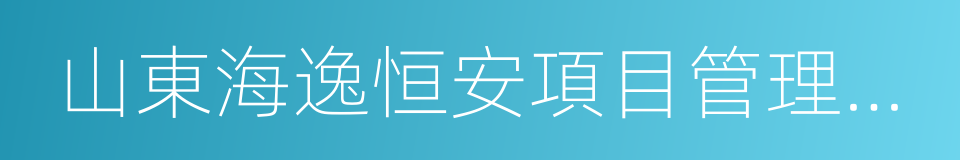 山東海逸恒安項目管理有限公司的同義詞