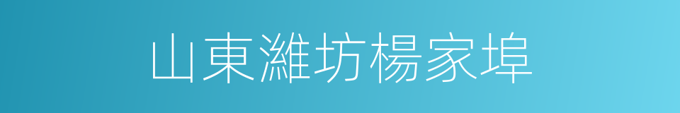 山東濰坊楊家埠的同義詞