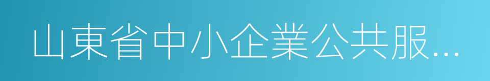 山東省中小企業公共服務平台的同義詞