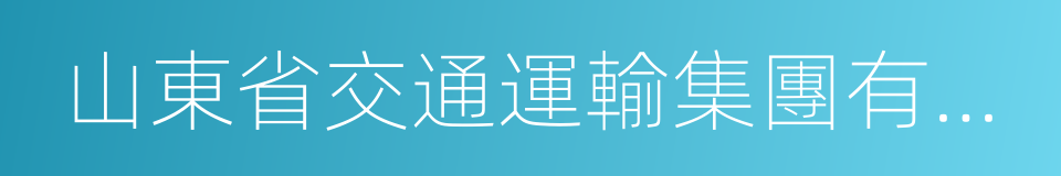 山東省交通運輸集團有限公司的同義詞