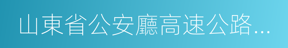 山東省公安廳高速公路交通警察總隊的同義詞