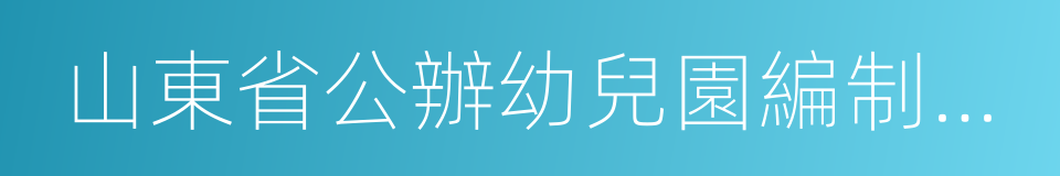 山東省公辦幼兒園編制標准的同義詞