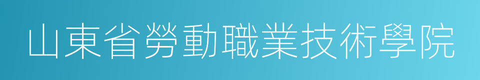 山東省勞動職業技術學院的同義詞