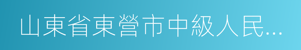 山東省東營市中級人民法院的意思