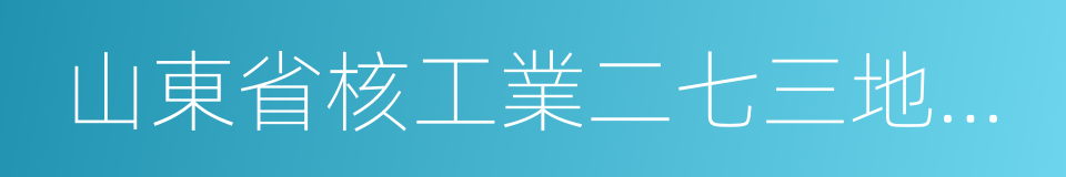 山東省核工業二七三地質大隊的同義詞