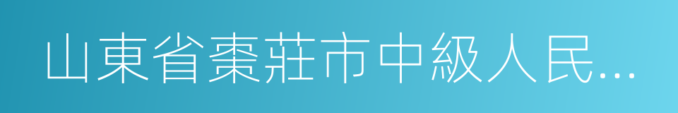 山東省棗莊市中級人民法院的同義詞