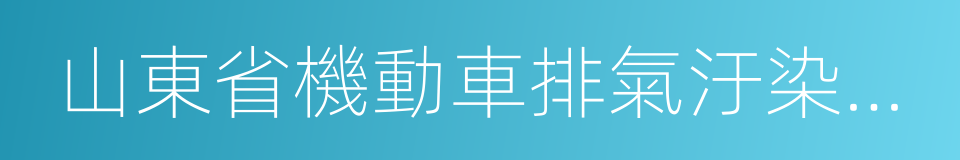 山東省機動車排氣汙染防治條例的意思