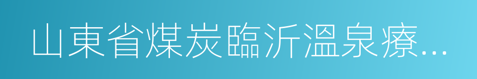 山東省煤炭臨沂溫泉療養院的同義詞