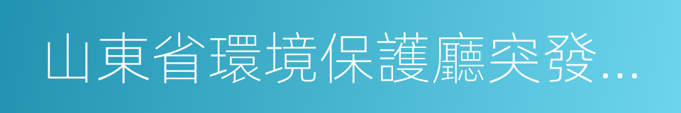 山東省環境保護廳突發環境事件應急預案的同義詞