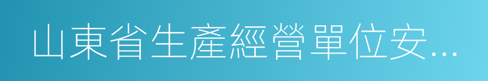 山東省生產經營單位安全生產主體責任規定的同義詞