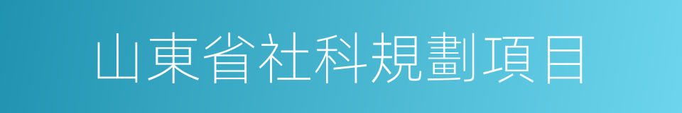 山東省社科規劃項目的同義詞