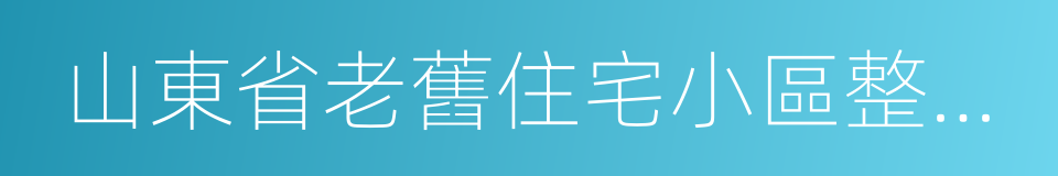 山東省老舊住宅小區整治改造導則的同義詞