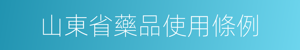 山東省藥品使用條例的同義詞