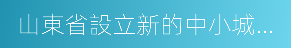 山東省設立新的中小城市試點方案的同義詞