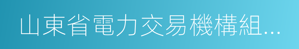 山東省電力交易機構組建實施方案的同義詞