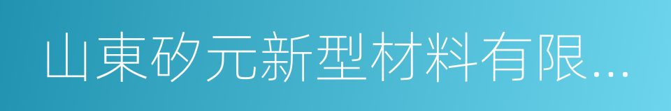 山東矽元新型材料有限責任公司的同義詞