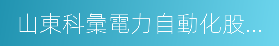 山東科彙電力自動化股份有限公司的同義詞