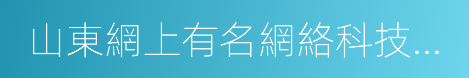 山東網上有名網絡科技有限公司的同義詞