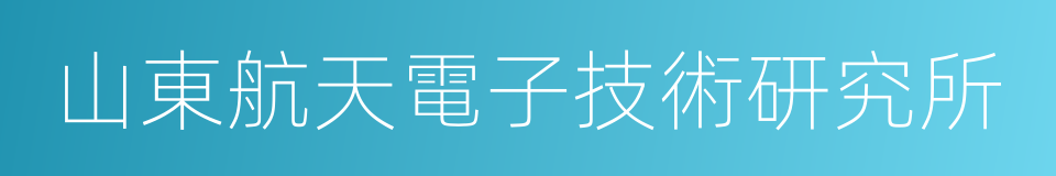 山東航天電子技術研究所的意思