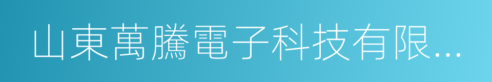 山東萬騰電子科技有限公司的同義詞