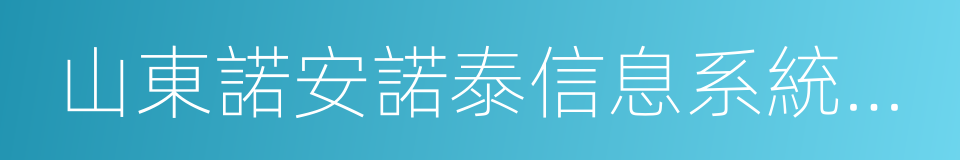 山東諾安諾泰信息系統有限公司的同義詞