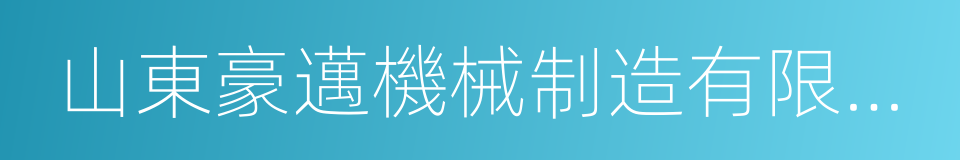 山東豪邁機械制造有限公司的同義詞