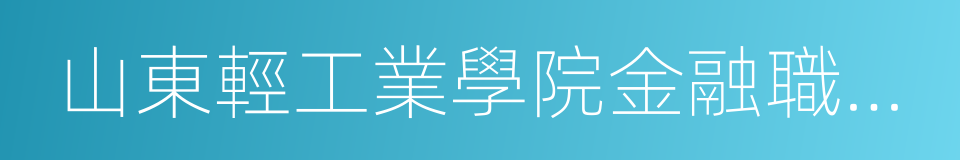 山東輕工業學院金融職業學院的同義詞