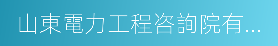 山東電力工程咨詢院有限公司的同義詞