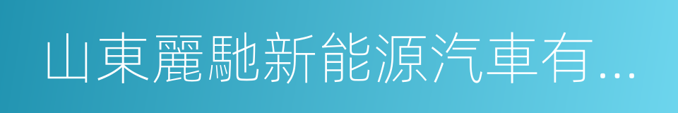 山東麗馳新能源汽車有限公司的同義詞