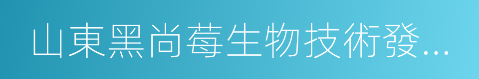 山東黑尚莓生物技術發展股份有限公司的同義詞