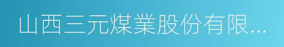 山西三元煤業股份有限公司的同義詞