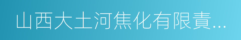 山西大土河焦化有限責任公司的同義詞