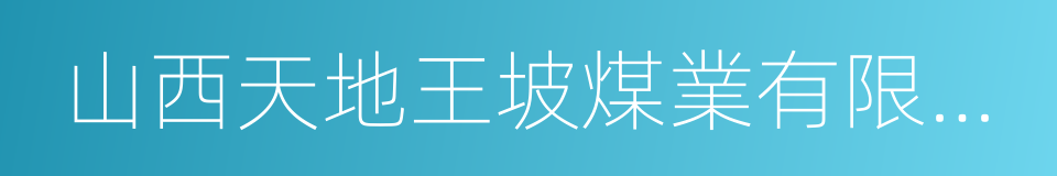 山西天地王坡煤業有限公司的同義詞