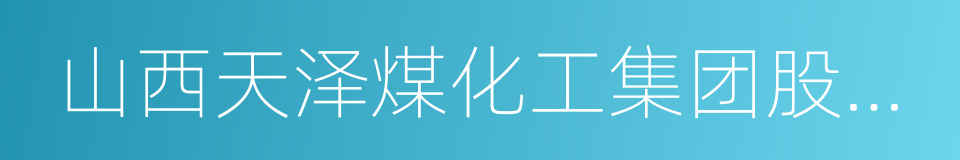 山西天泽煤化工集团股份公司的同义词