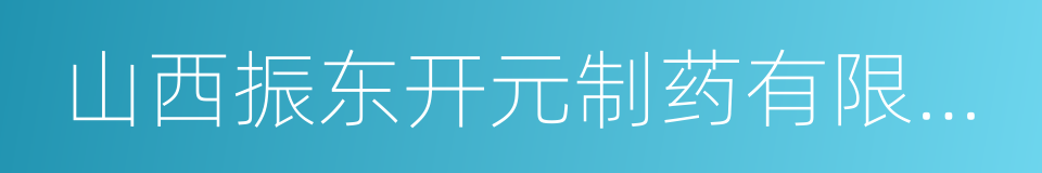 山西振东开元制药有限公司的同义词