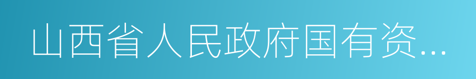 山西省人民政府国有资产监督管理委员会的同义词