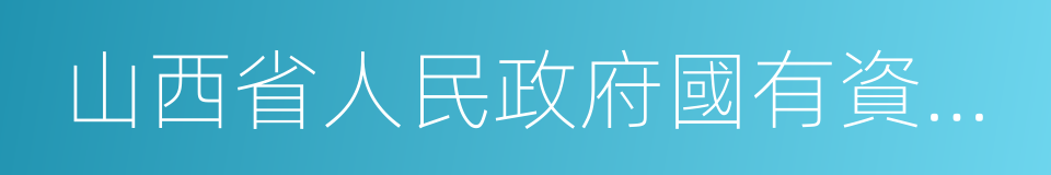 山西省人民政府國有資產監督管理委員會的同義詞