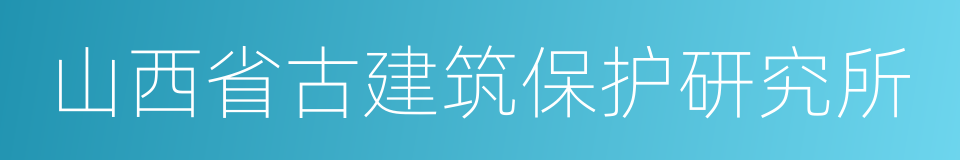 山西省古建筑保护研究所的同义词