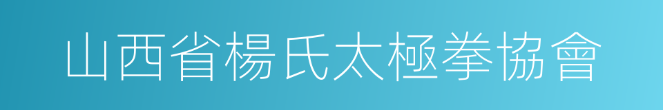 山西省楊氏太極拳協會的同義詞