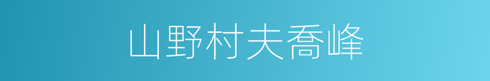 山野村夫喬峰的同義詞
