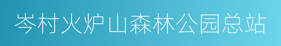 岑村火炉山森林公园总站的同义词