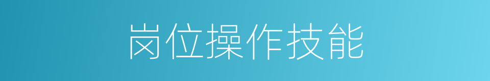 岗位操作技能的同义词
