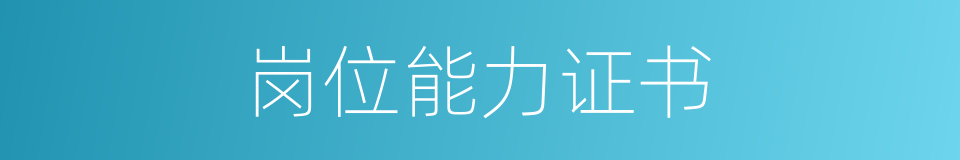 岗位能力证书的同义词
