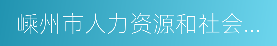 嵊州市人力资源和社会保障局的同义词