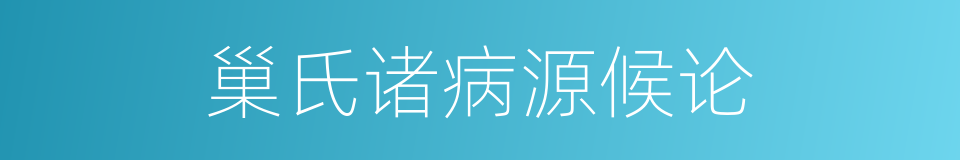 巢氏诸病源候论的同义词