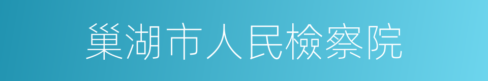 巢湖市人民檢察院的同義詞