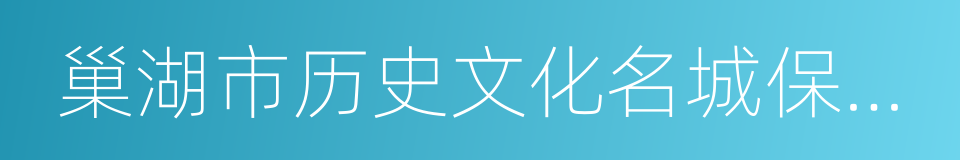 巢湖市历史文化名城保护规划的同义词