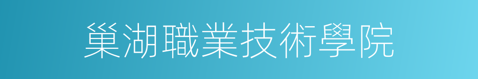 巢湖職業技術學院的同義詞