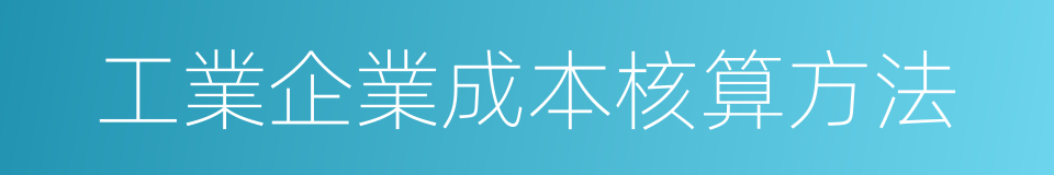 工業企業成本核算方法的同義詞